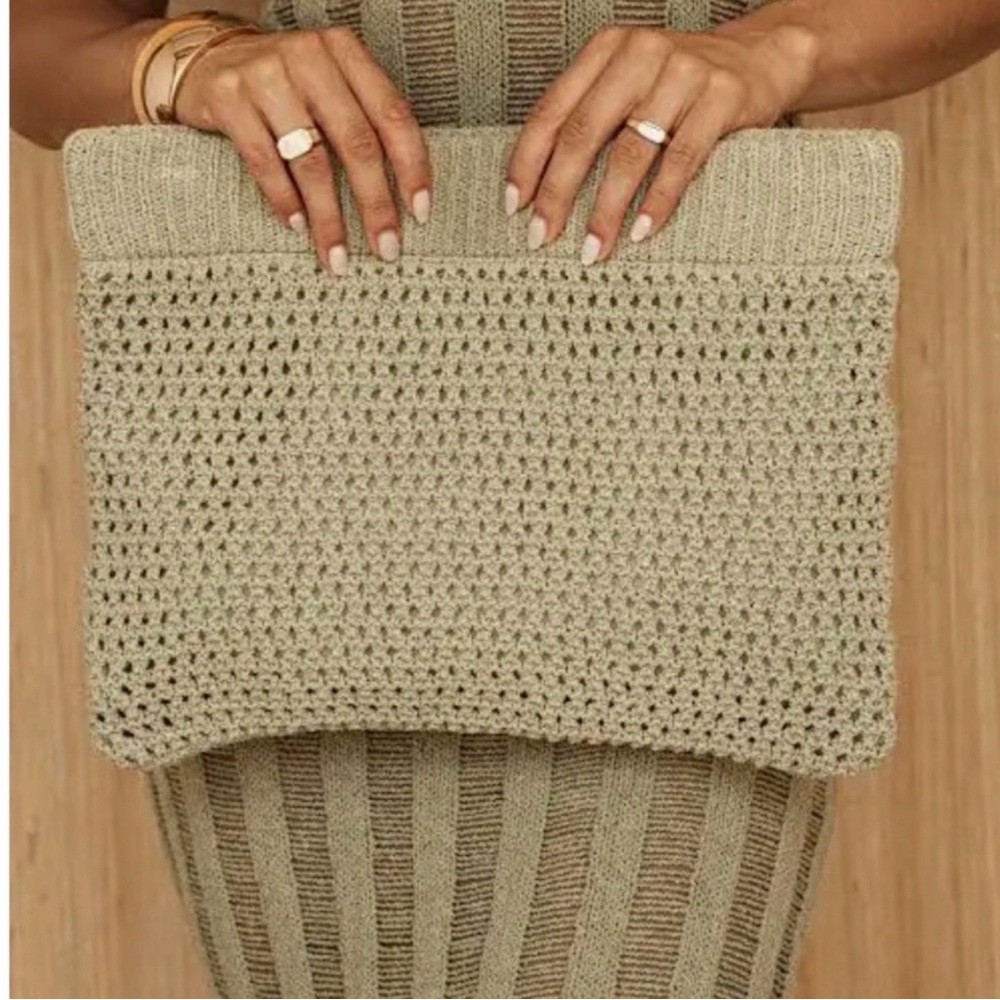 JLUXLABEL Knit Clutch, Light Beige